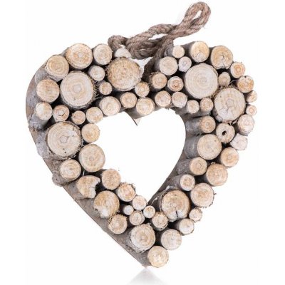 HOME DECOR Srdce dřevěné 26 x 26 cm bílé – Zboží Mobilmania