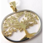 Klenoty Budín Gravírovaný zlatý strom života z bílého a žlutého zlata H791 – Zboží Dáma