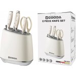 Gooda 6 dílná sada kuchyňských nožů se stojanem bílá – Zboží Dáma