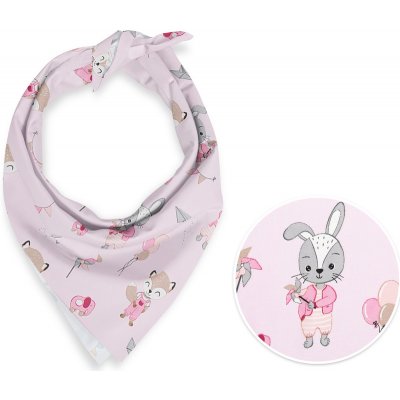Biante dětský bavlněný šátek Sandra SA-466 Zajíčci a lišky s balónky na růžovém – Zboží Dáma