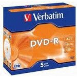 Verbatim DVD-R 4,7GB 16x, AZO, slim box, 5ks (43519) – Zboží Mobilmania