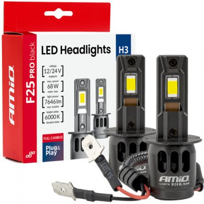 LED žárovky pro hlavní světla, řada F25 PRO BLACK FULL CANBUS H3 68 W 12 V 24 V – Hledejceny.cz