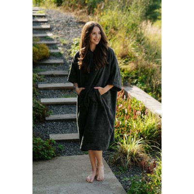 Dámské bambusové plážové pončo Antracit – Zboží Dáma