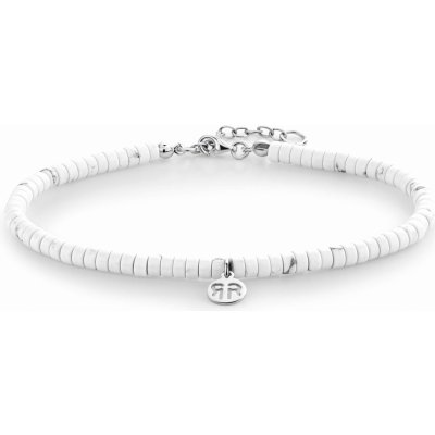 Rebel&Rose Bílý korálkový náramek na nohu Anklet Slices Virgin White RR-AK006-S 225