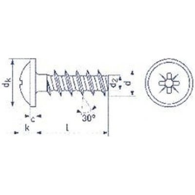 šroub do plastu 4.0x12 F ZINEK půlkulatá hlava s límcem, křížová drážka PZ, tupý, PLASFAST 30 [1 ks] – Hledejceny.cz