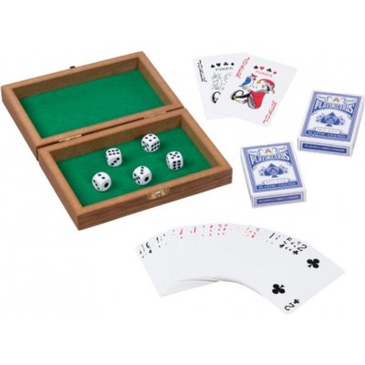 GOKI Hrací karty a kostky v dřevěné krabičce – Zboží Mobilmania