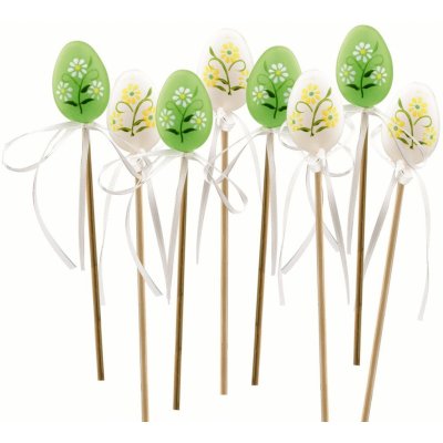 Vajíčko s kytičkami plastové zápich 4 cm + špejle, různé barvy – Zboží Dáma