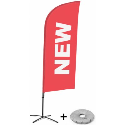 Jansen Display Kompletní sada reklamní vlajky ve tvaru křídla, Novinka, červená, anglicky Křížová Základna, 1273 x 3030 mm – Zboží Živě