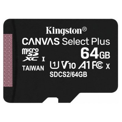 Kingston 64GB micro SDXC Canvas Select Plus 100R A1 C10 karta bez ADP (SDCS2/64GBSP)