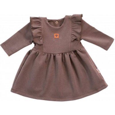Baby Nellys Dětské teplákové šaty tunika Vintage Love čokoláda – Zboží Dáma