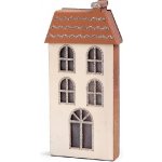 Dekorace svítící LED dřevěný domeček přírodní sv. béžová 1 ks – Zboží Dáma