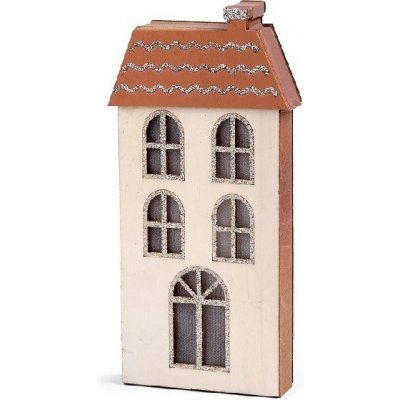 Dekorace svítící LED dřevěný domeček přírodní sv. béžová 1 ks – Zboží Dáma