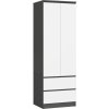 Šatní skříň Ak furniture STAR S 60 cm 2 dveře grafitově šedá/bílá