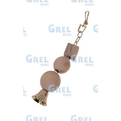 Flamingo hračka 3 dřevěné díly + zvonek na řetízku 25 cm – Zboží Dáma