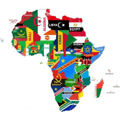 Magnetická mapa Afriky, ilustrovaná, s vlajkama (samolepící feretická fólie) 70 x 66 cm – Zbozi.Blesk.cz