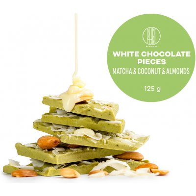 BrainMax Pure Lámaná čokoláda bílá matcha kokos a mandle BIO 125 g – Zboží Dáma