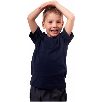 JOŽÁNEK bavlněné dětské tričko jednobarevné, krátký rukáv, tmavě modré – Zboží Mobilmania