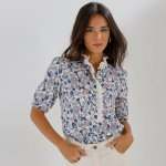 Mušelínová halenka s potiskem květin modrá/lila – Hledejceny.cz