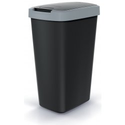 Prosperplast Odpadkový koš COMPACTA Q FLAP černý se světle šedým víkem objem 45 l