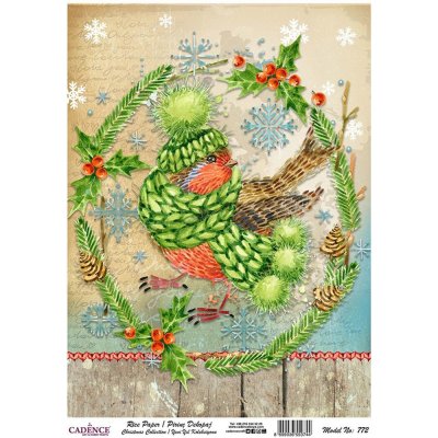 Aladine Rýžový papír A4 Vánoční kolekce ptáček se šálou – Zboží Mobilmania