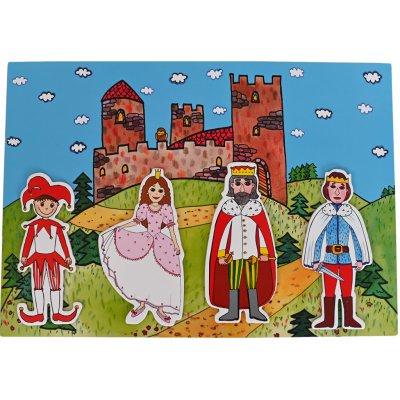 Marionetino Sada loutek a kulis Král, Princ, Princezna, Kašpárek, Hrad, Hradní síň – Zboží Dáma