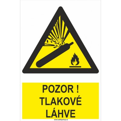 Pozor ! Tlakové láhve - ISO 7010 plast 3 mm 600x400mm – Zboží Mobilmania