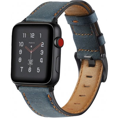 Crested Retro kožený řemínek pro Apple Watch 38, 40 a 41 mm s klasickou ocelovou přezkou modrý YACZ-Y995