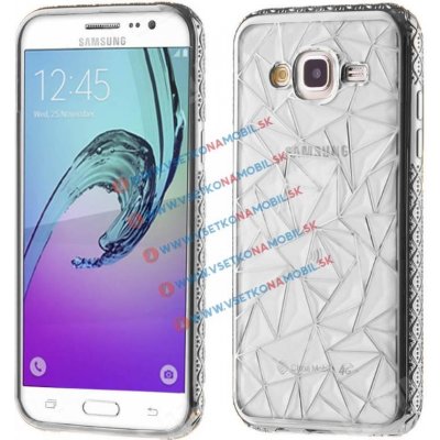 PROTEMIO 2286 DIAMOND Silikonové pouzdro Samsung Galaxy J3 2016 stříbrné – Zboží Mobilmania