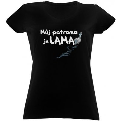 Tričko s potiskem Můj patronus je LAMA dámské Černá – Zboží Dáma