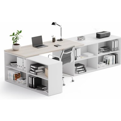 Plan s úložným prostorem Block B02 bílý / dub přírodní – Zboží Mobilmania