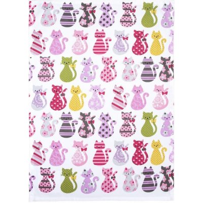 SCANquilt utěrka DEKORO kočičky bílopastelová 50 x 70 cm – Sleviste.cz