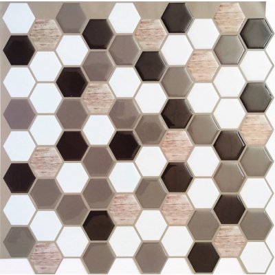PAVEMOSA 3D samolepící mozaika hnědá hexagon 30 x 30 cm