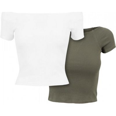 Ladies Off Shoulder Rib Tee 2-Pack white+olive – Hledejceny.cz