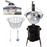 Kessel kotlík na guláš nerez 20 l 0,8 mm zesílený s nitmi Drátěný koš 18 L kovová kotlina 42 cm poklice nerez 46 cm naběračka 350 ml a vařečka 50 cm Easy party (KOV) – Hledejceny.cz
