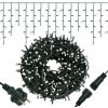 Vánoční osvětlení SPRINGOS LED krápníky 14,5m 300LED IP44 studená bílá + záblesky