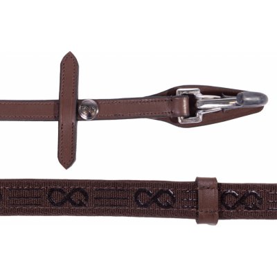 QHP Otěže PresTeq s karabinou a zarážkami hnědé – Zboží Dáma