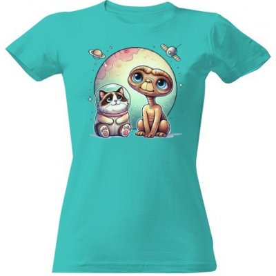 Tričko s potiskem Kamarád E.T. dámské Caribean blue – Zboží Dáma