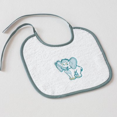 slintáček Veba Lota bílá s výšivkou Slůně šedozelená lemovka – Zboží Dáma