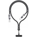 Dudao L20MAX 4v1 Kabel / Šňůrka na krk USB-A / USB-C / Lightning PD QC 65W 1,5m - Černá – Sleviste.cz