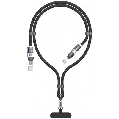 Dudao L20MAX 4v1 Kabel / Šňůrka na krk USB-A / USB-C / Lightning PD QC 65W 1,5m - Černá – Sleviste.cz