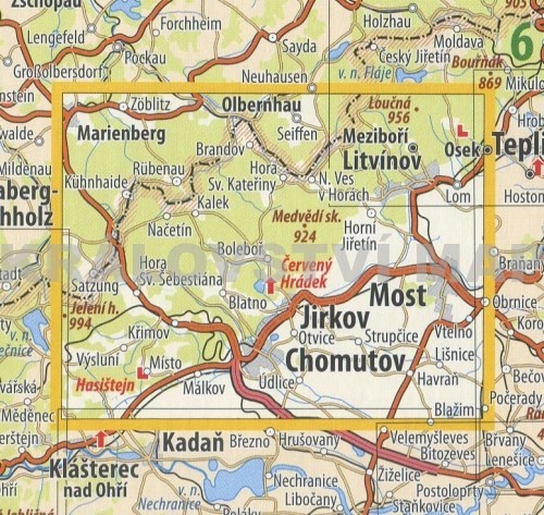 05 Krušné hory, Chomutovsko a Mostecko - nástěnná turistická mapa - Mapa,  lamino, stříbrný hliníkový rám od 1 790 Kč - Heureka.cz