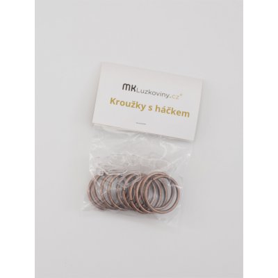 MKLuzkoviny.cz Ocelové kroužky na závěs s háčky- stará mosaz 10 ks – Zboží Mobilmania
