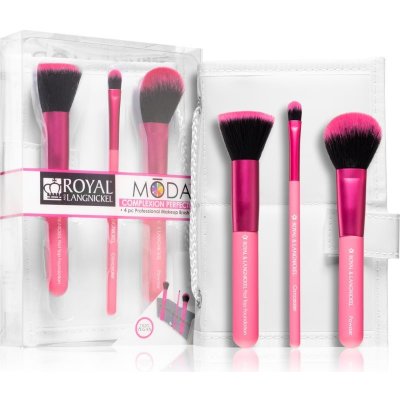 Royal and Langnickel Moda plochý štětec na make-up 1 ks + štětec na korektor 1 ks + oválný štětec na pudr 1 ks + cestovní pouzdro 1 ks – Zboží Mobilmania