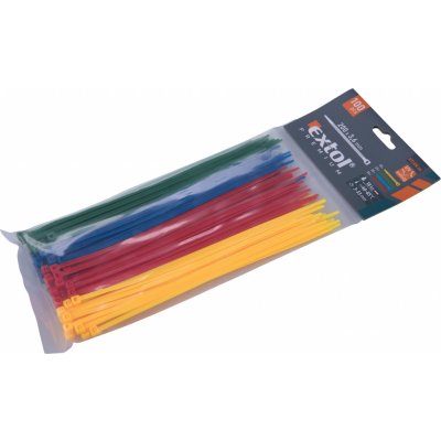 pásky stahovací barevné, 200x3,6mm, 100ks, (4x25ks), 4 barvy, nylon, EXTOL PREMIUM 8856196 – Zboží Mobilmania