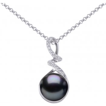 SILVEGO Stříbrný Lena s černou perlou a brilliance zirconia GRP18454PB
