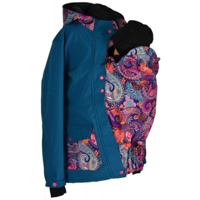 Shara softshellová bunda zimní vsadka se vzorem přední nošení petrolej+ornamenty – Sleviste.cz