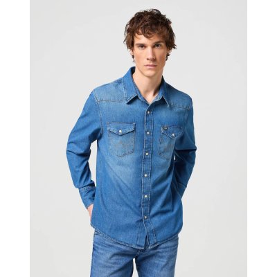 Wrangler pánská košile Icon W5MSLWH69 27MW mid stone – Hledejceny.cz