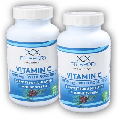 Fit Sport Nutrition 2x Vitamin C 1000mg with Rose Hips 120 v. tablet – Zboží Mobilmania