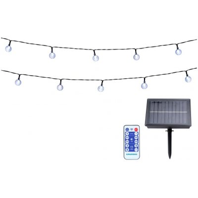 Grundig Grundig LED Stmívatelný solární řetěz 50xLED 8 funkcí 9,35m teplá bílá + DO P6275 – Sleviste.cz