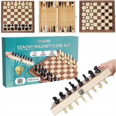 Hra šachy warcaby tryktrak 3v1 dřevěné magnetické Be-active.cs – Sleviste.cz